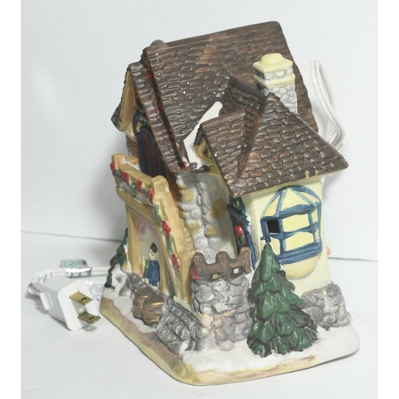 Pub N' Grub Inn Light Up Porcelain House Christmas Snow Town Figure - Picture 3 of 5